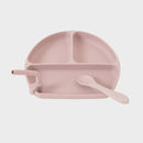 All4Ella | Silicone Plate with Straw & Spoon - Dusty Pink