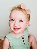Organic Muslin Bow Headband set of 2 - Lilac + Blush