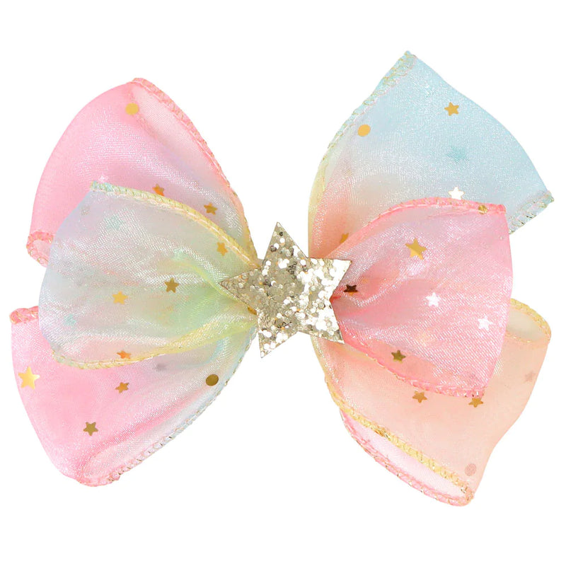 Pink Poppy | Organza Bow Hairclip with Star & Moon Sequins