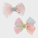 Pink Poppy | Organza Bow Hairclip with Star & Moon Sequins