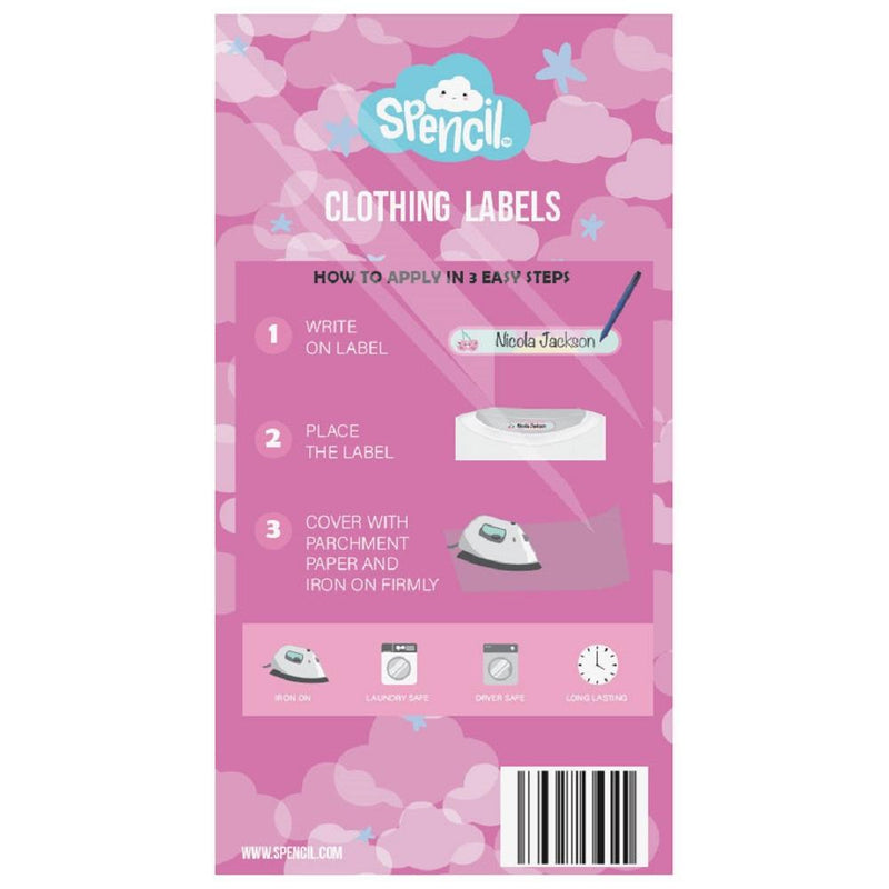 Spencil | Write & Iron On Name Labels -40pk Pink/Purple