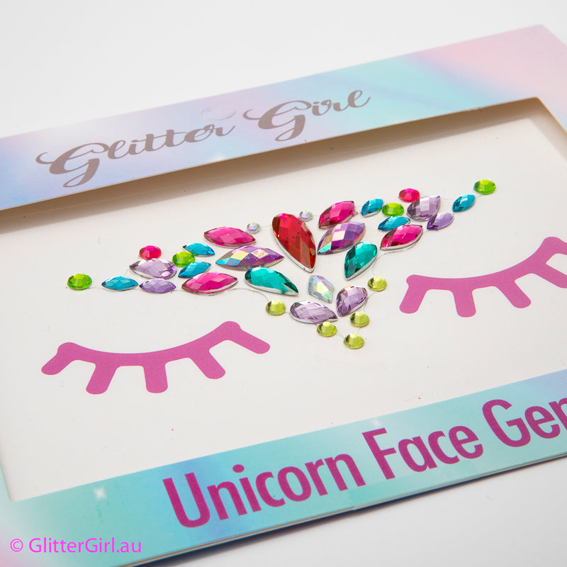 Glitter Girl Unicorn Face Gems - Asstd