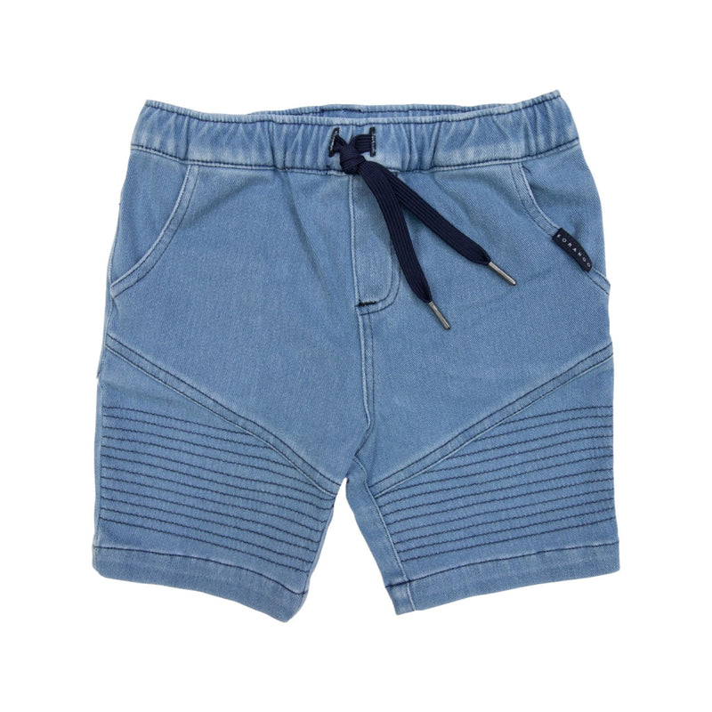 Korango | Boys Denim Knit Shorts - Acid Wash Blue