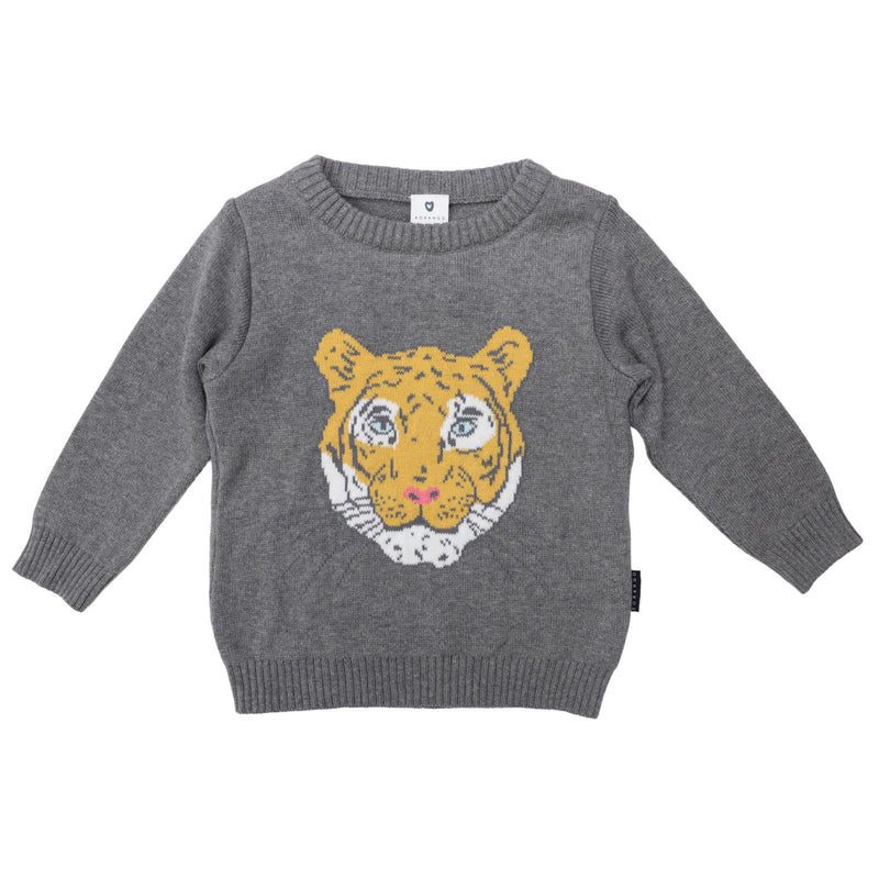 Korango  | Boys Knit Tiger Jumper - Charcoal