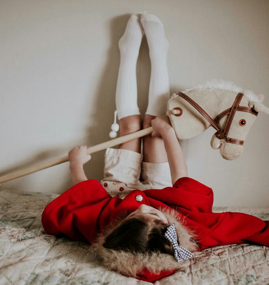 Knee High Pom Pom White | Classical Child