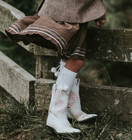 Knee High Pom Pom White | Classical Child