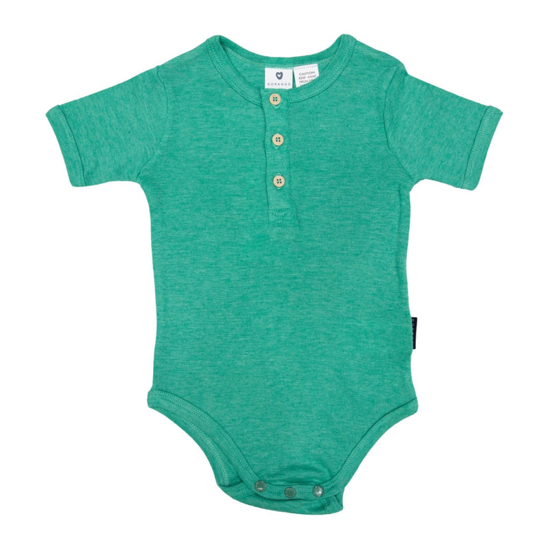 Korango | Baby Boys Cotton/Modal Henley Summer Bodysuit - Green