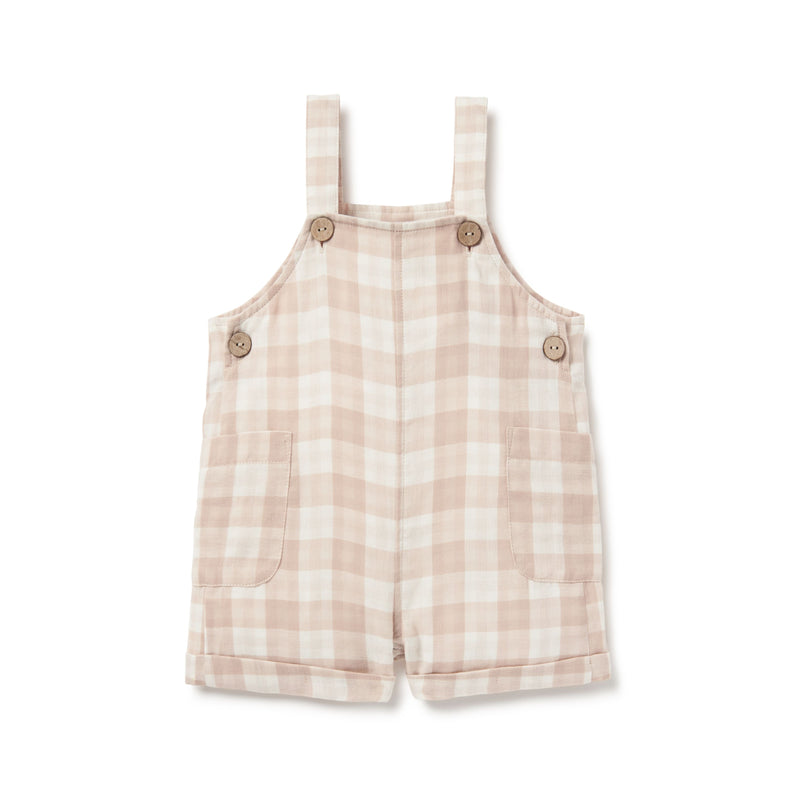 Aster & Oak | Taupe Gingham Overalls