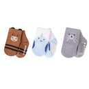 Hudson Baby Boys 3pk Non Skid Socks - Neutral Animals