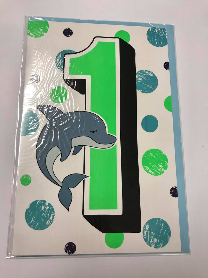 Card | Birthday Age 1 Male Dolphin