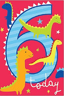 DELUXE -  6 HAPPY BIRTHDAY CARD DINOSAUR