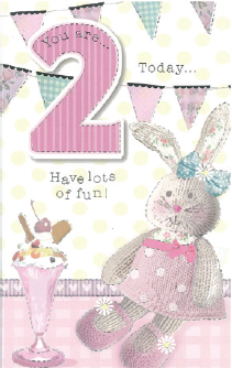 AGE 2 BUNNY BIRTHDAY CARD (You are 2 today)