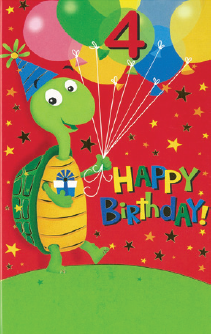 Happy 4th Birthday card - Turtle