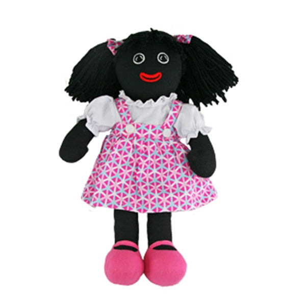 Hopscotch | Soft Rag Doll Angie Pink Dress Girl Doll 35cm