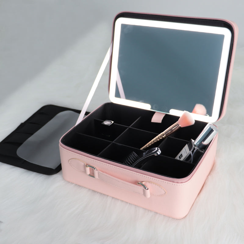 Beauty Box With LED Mirror - Pink