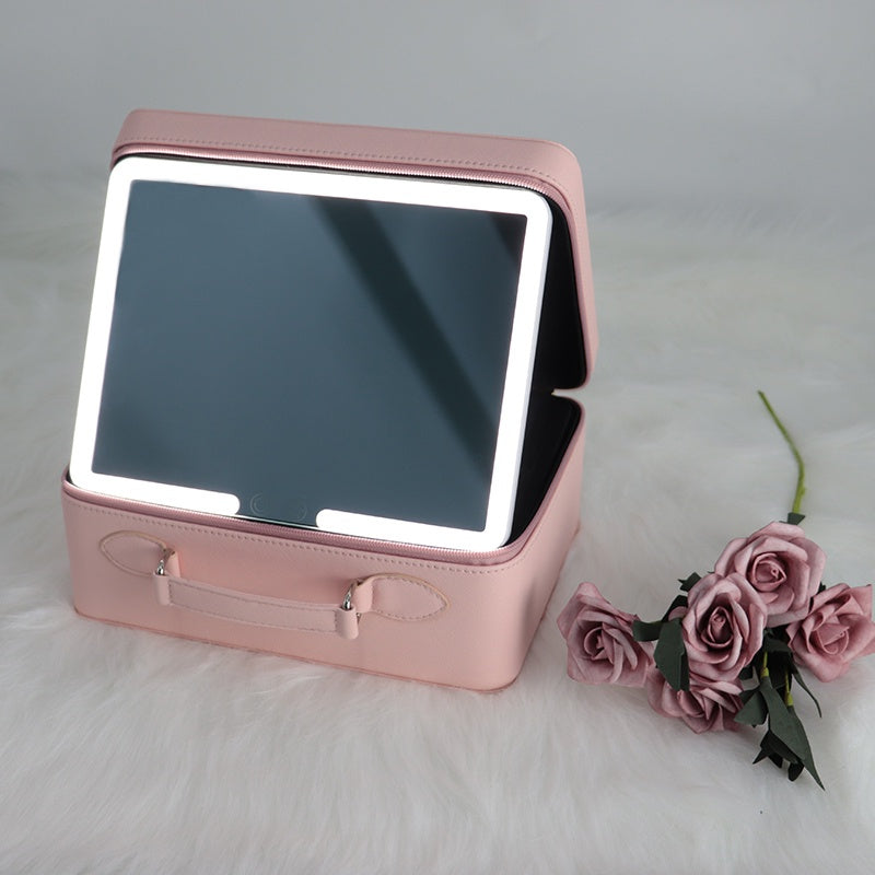 Beauty Box With LED Mirror - Pink