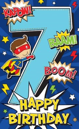 Kapow! Baam! Boom 7th Happy Birthday boy