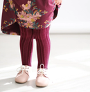 Burrow & Be | Footed Textured Tights - Maroon or Dusky Violet