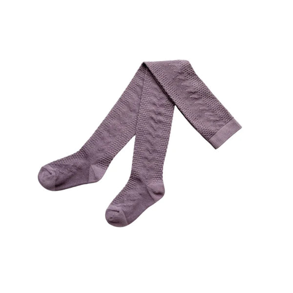 Burrow & Be | Footed Textured Tights - Maroon or Dusky Violet