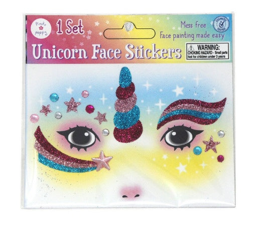 Pink Poppy | Pastel Rainbow Unicorn Glitter Face Stickers