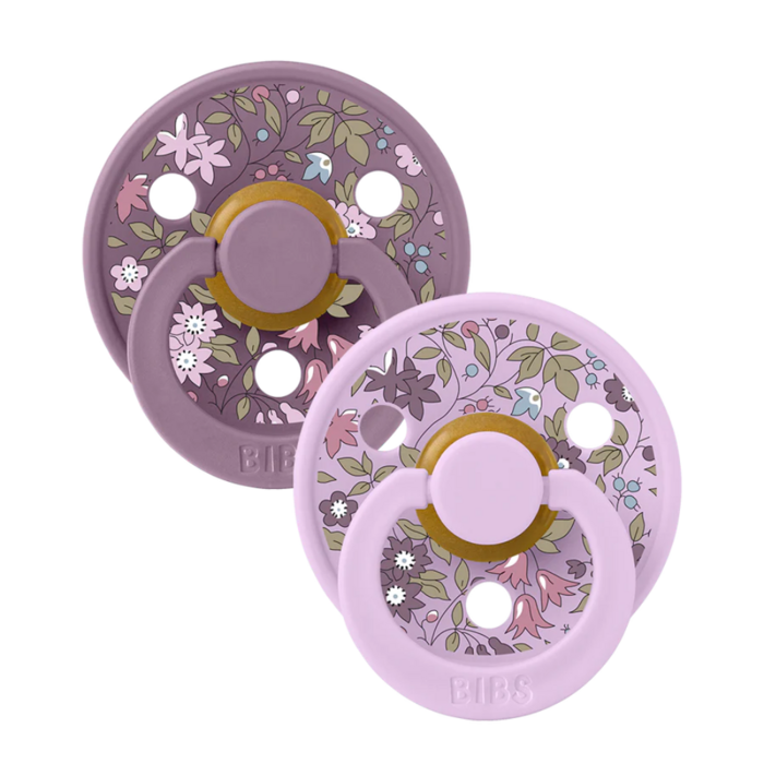 Bibs Pacifier | Liberty Round-Natural Rubber-Chamomile Violet