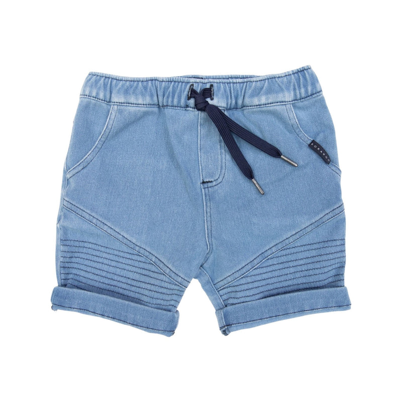 Korango | Boys Denim Knit Shorts - Acid Wash Blue