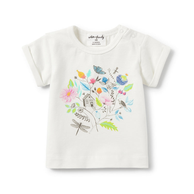 WILSON & FRENCHY SECRET GARDEN ROLLED CUFF T-SHIRT