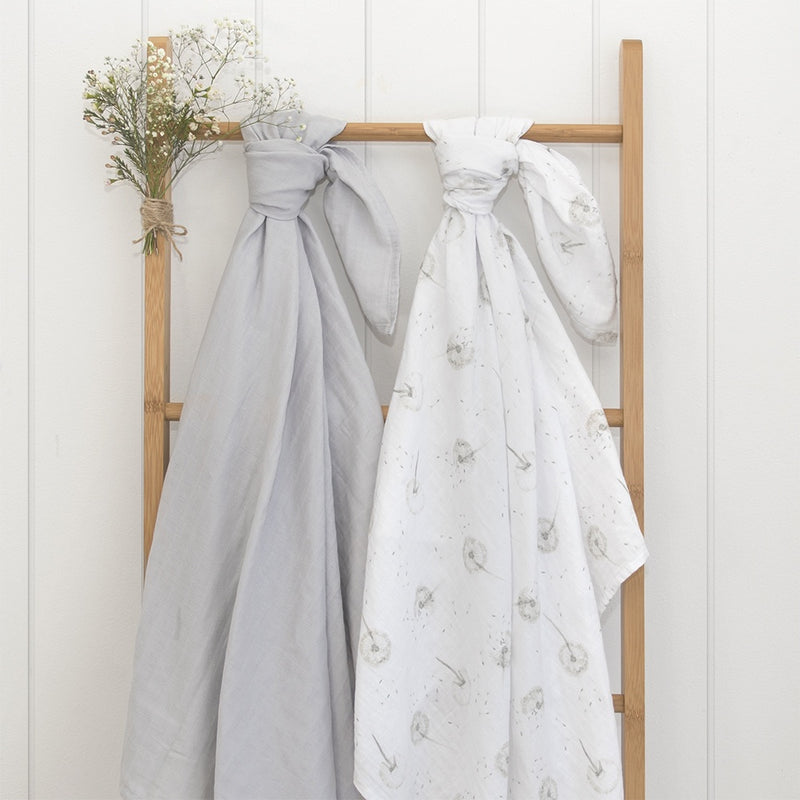 Living Textiles | Organic Muslin 2pk Wraps - Dandelion