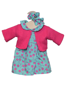 Hopscotch Doll Pink Mint floral dress & Cardigan