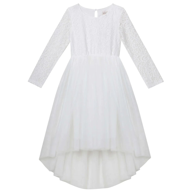 Designer Kidz | Delilah L/S Lace Dress - Ivory