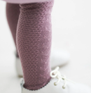 Burrow & Be | Footed Textured Tights - Maroon or Dusky Violet