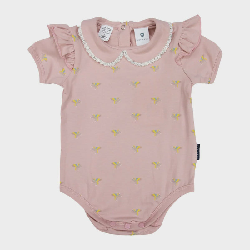 Korango | Unicorn Frill Bodysuit with Collar - Dusty Pink