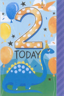 Deluxe Happy Birthday card - Dinosaur 2nd Birthday