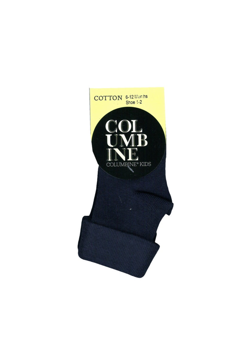 Columbine Navy Cotton Roll-Over Top Ankle Socks