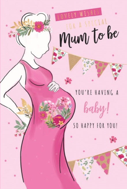 ELEGANCE BABY SHOWER CARD - LOVELY WISHES FOR A SPECIAL MUM TO BE