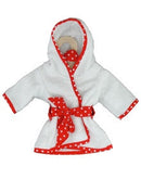 DRESSING GOWN- WHITE WITH RED TRIM