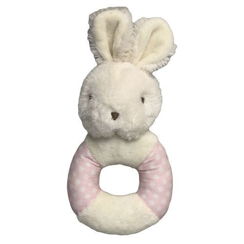 Fluffy Bunny Ring Rattle - Pink