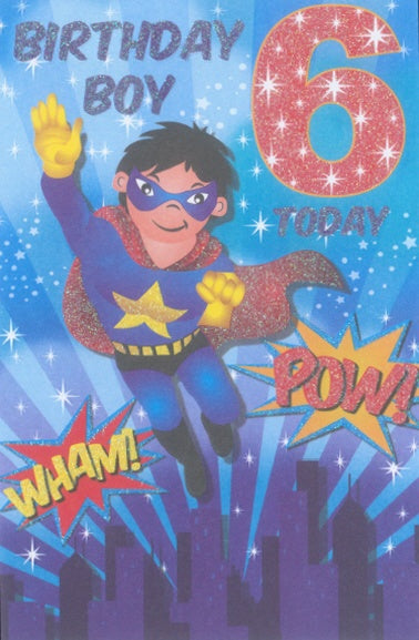 ELEGANCE 6 MALE SUPER HERO BIRTHDAY CARD