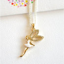 Lauren Hinkley | White Fairy Necklace with Gold & Crystal Diamantes
