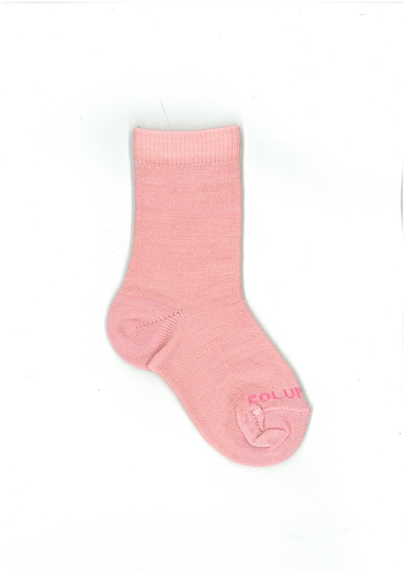 Columbine | Merino Solid Pink Crew Socks