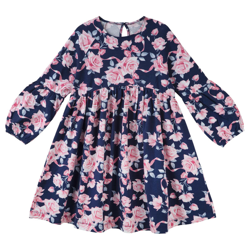 Designer kidz | Rose Bow Poodle Dress-Navy