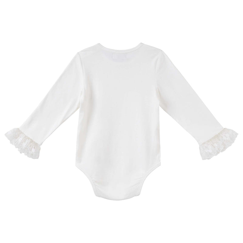 Designer Kidz | Bunny Floral Lace Cuff Bodysuit