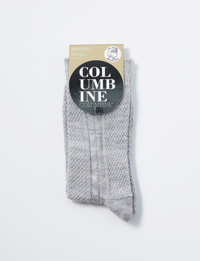 Columbine | Texture Merino Socks - Grey