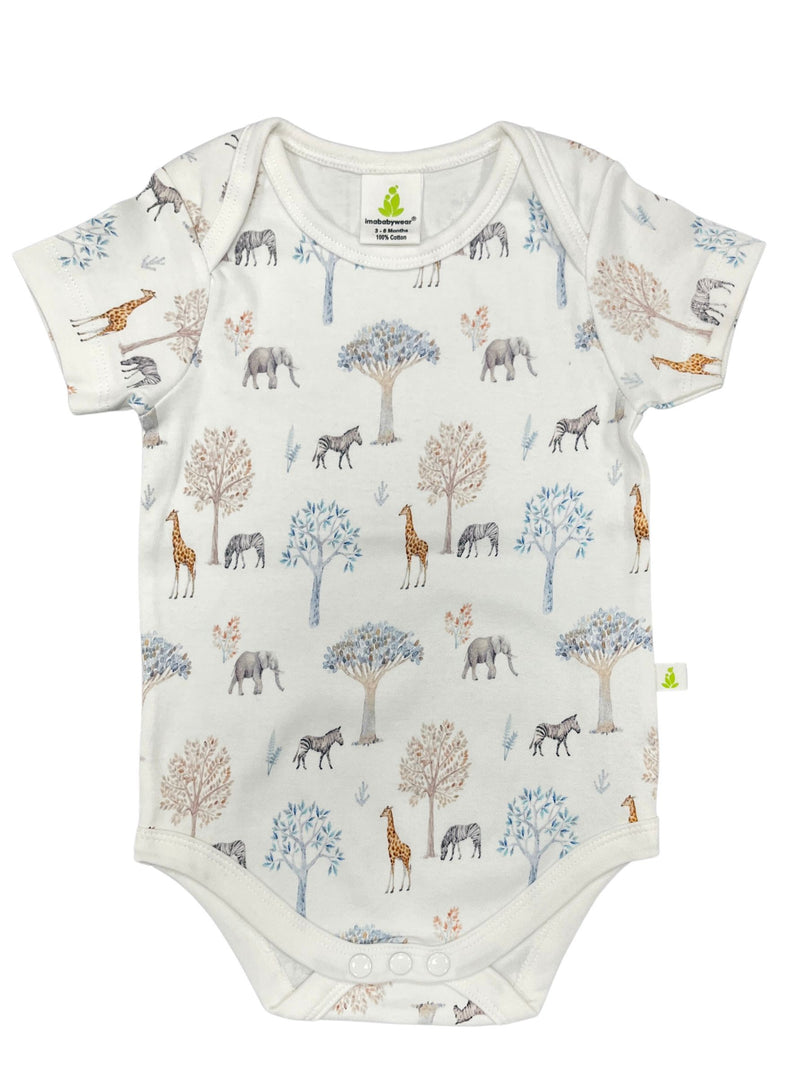 Imababywear Baby's Short Sleeve Bodysuit - Forest Friends