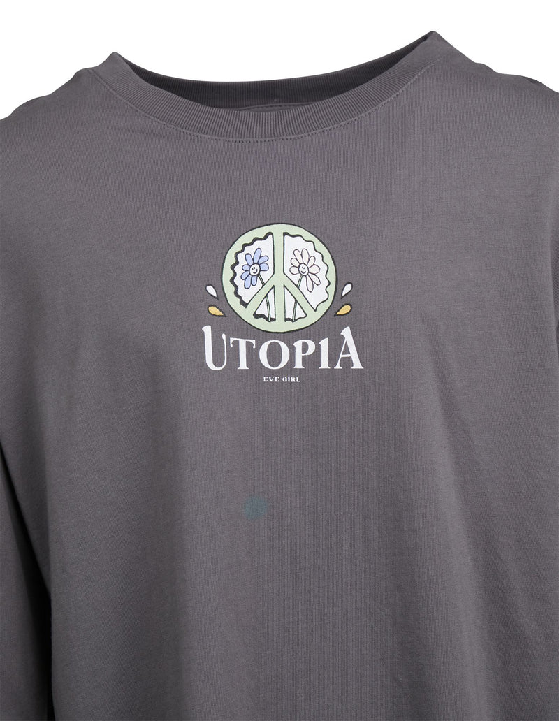 Eve Girl  Utopia Long Sleeve Tee - Charcoal