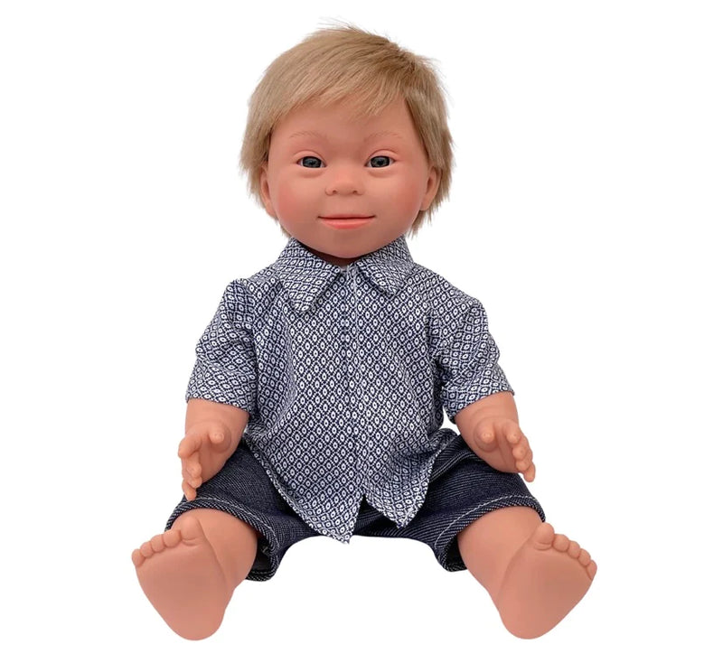 Paola Reina DOWN SYNDROME BABY DOLL Boy (Spanish doll)- Blue