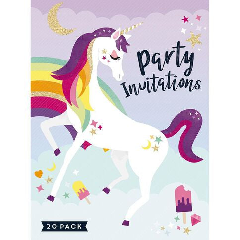 Rainbow Unicorn Invitation Party Invitations