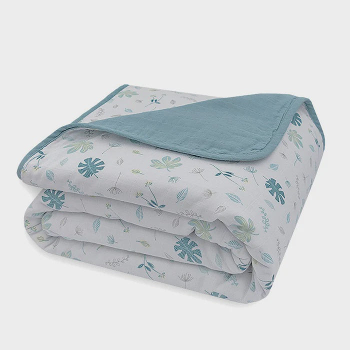 Living Textiles | Organic Muslin Cot Blanket - Banana Leaf
