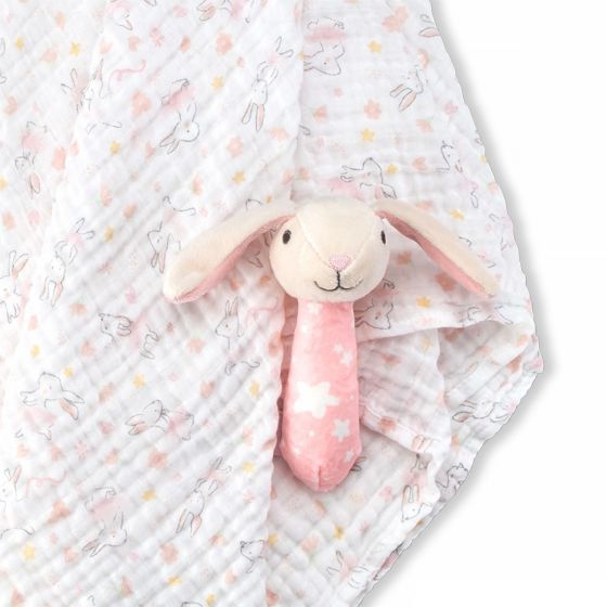 Little Linen  | Muslin Wrap & Crinkle Toy - Ballerina Bunny