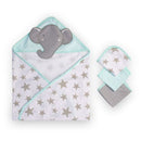 The Little Linen Company Hooded Towel & Washers Elephant Star